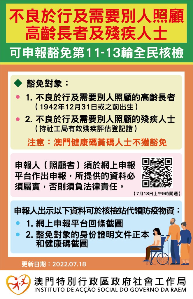 社工局澄清全民核酸檢測豁免對象必須符合特定條件